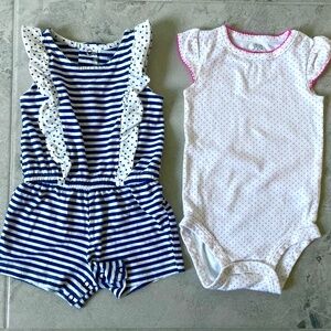 Baby Girl Short Sleeve Onesies/Bodysuits Rompers Navy Blue Pink 9M Carter’s EXC